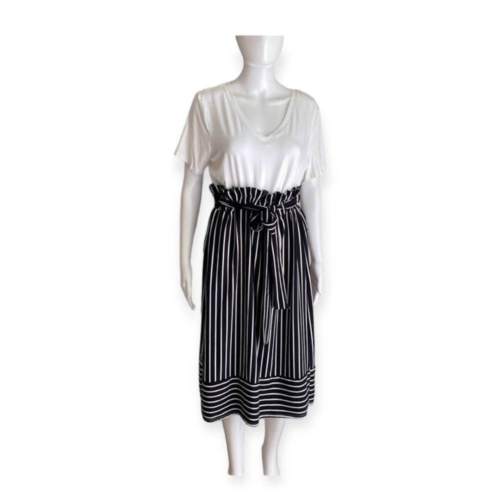 Potter’s Pot Black & White Paper Bag Waist Midi Skirt Size M